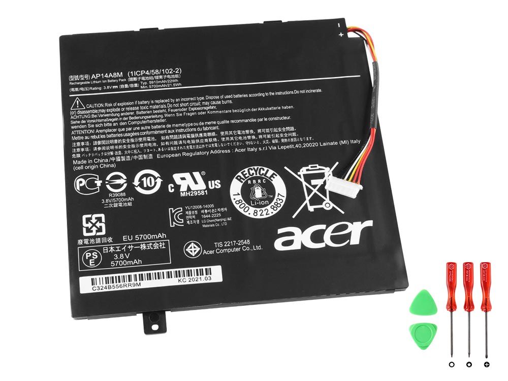 22Whr 5910mAh Batterier Acer Iconia Tab 10 A3-A20 A3-A20FHD A1407