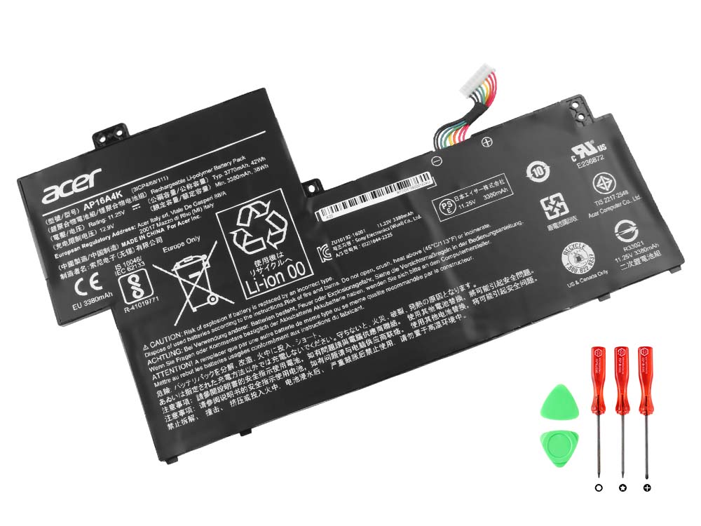 Original 3770mAh 42Wh Batterier Acer AP16A4K 3ICP4/68/111