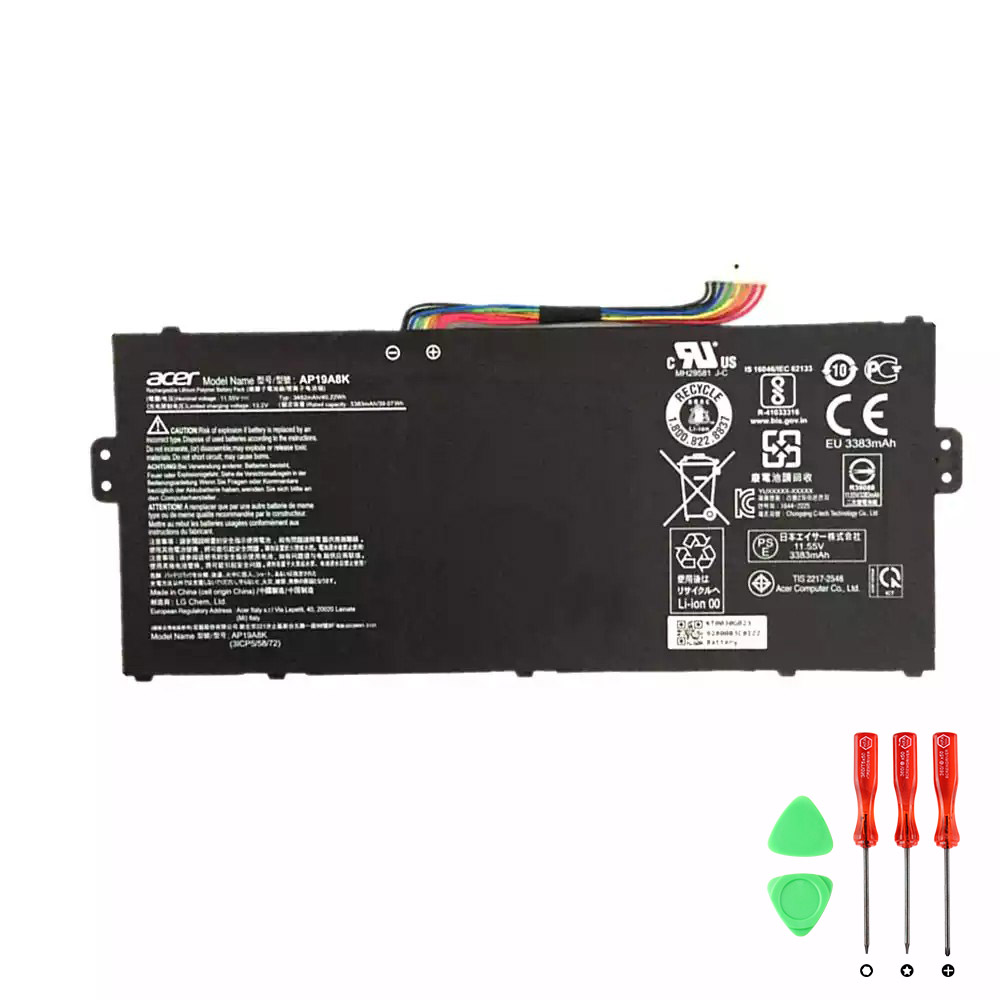 Acer Chromebook Spin 511 R752TN-C3DD (AP19A8K) Batterier Original 3482mAh 40.22Wh