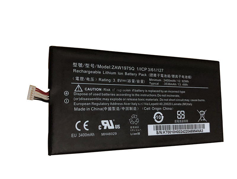 Original 3400mAh 12.92Wh Batterier Acer 1/ICP3/61/127