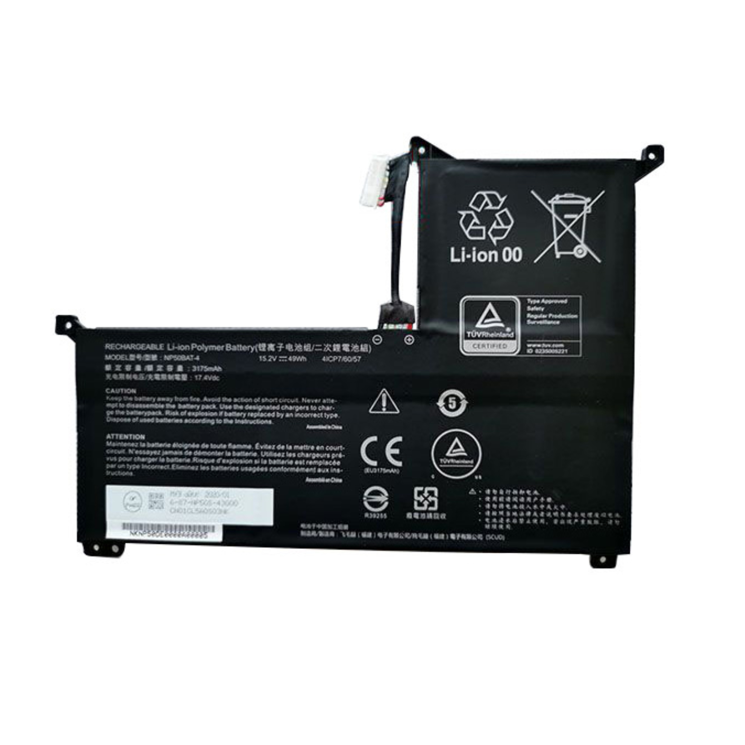 Batterier Clevo 6-87-NP50S-43G00 3175mAh 49Wh