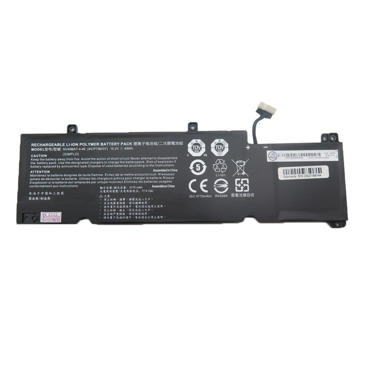 Batterier Clevo 6-87-NV4KS-42J01 3175mAh 49Wh