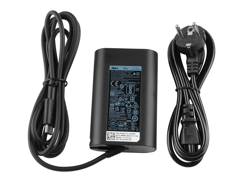 45W Original Dell Chromebook 13 3380 P80G Adapter Laddare + Kabel