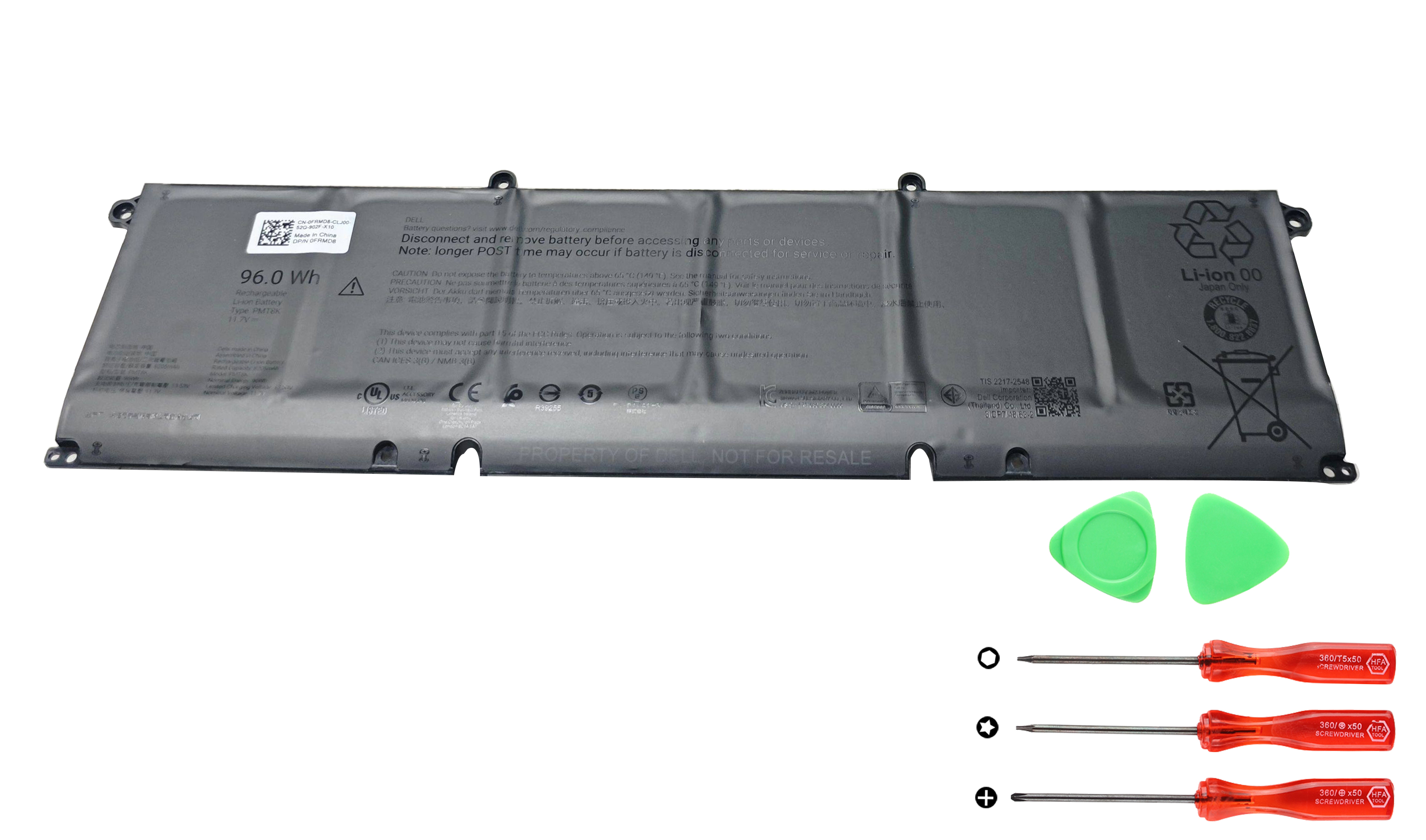 Dell 0HDVM FRMD8 JJDWF Batterier Original 8205mAh 96Wh