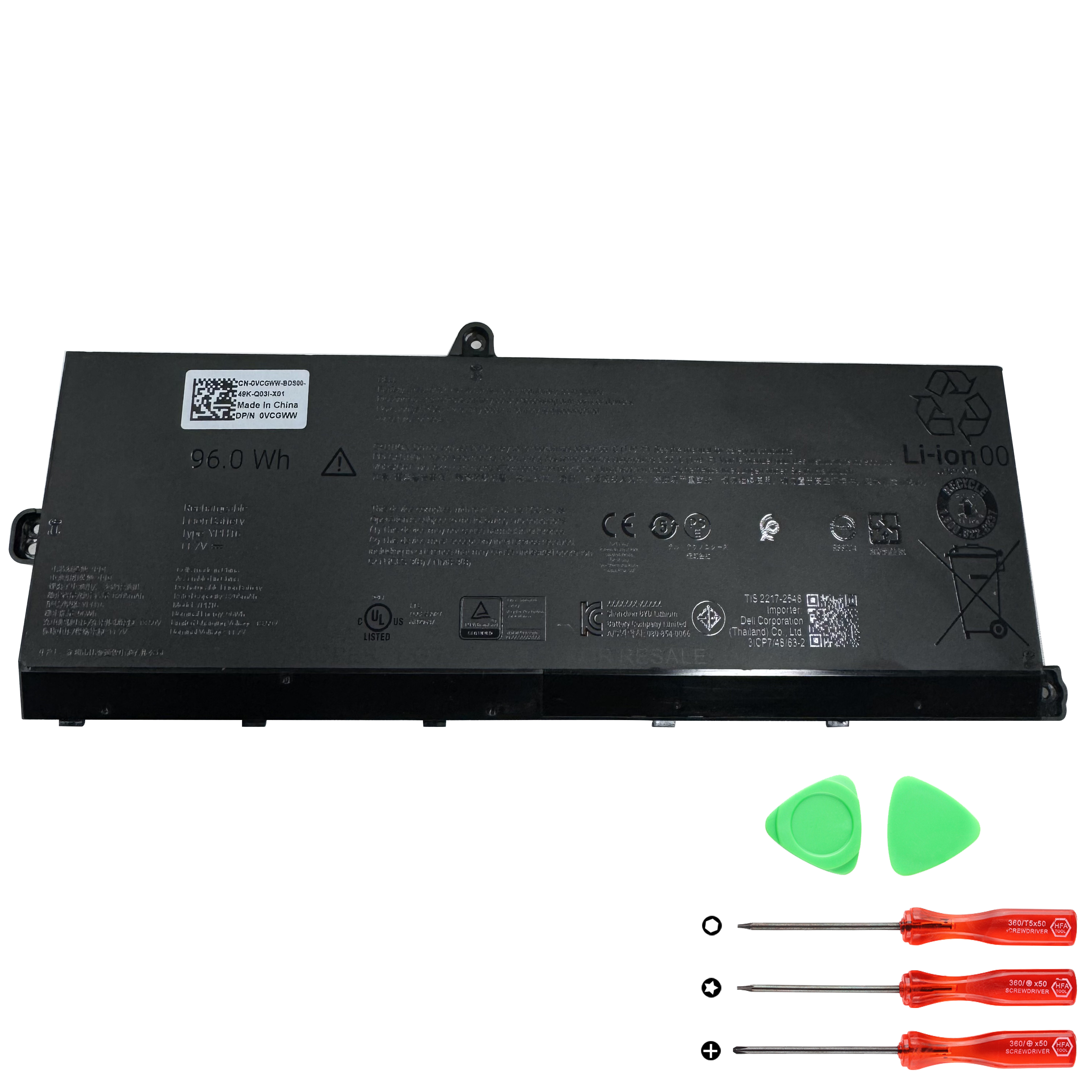 Dell 6DCG2 YPH16 Batterier Original 8205mAh 96Wh