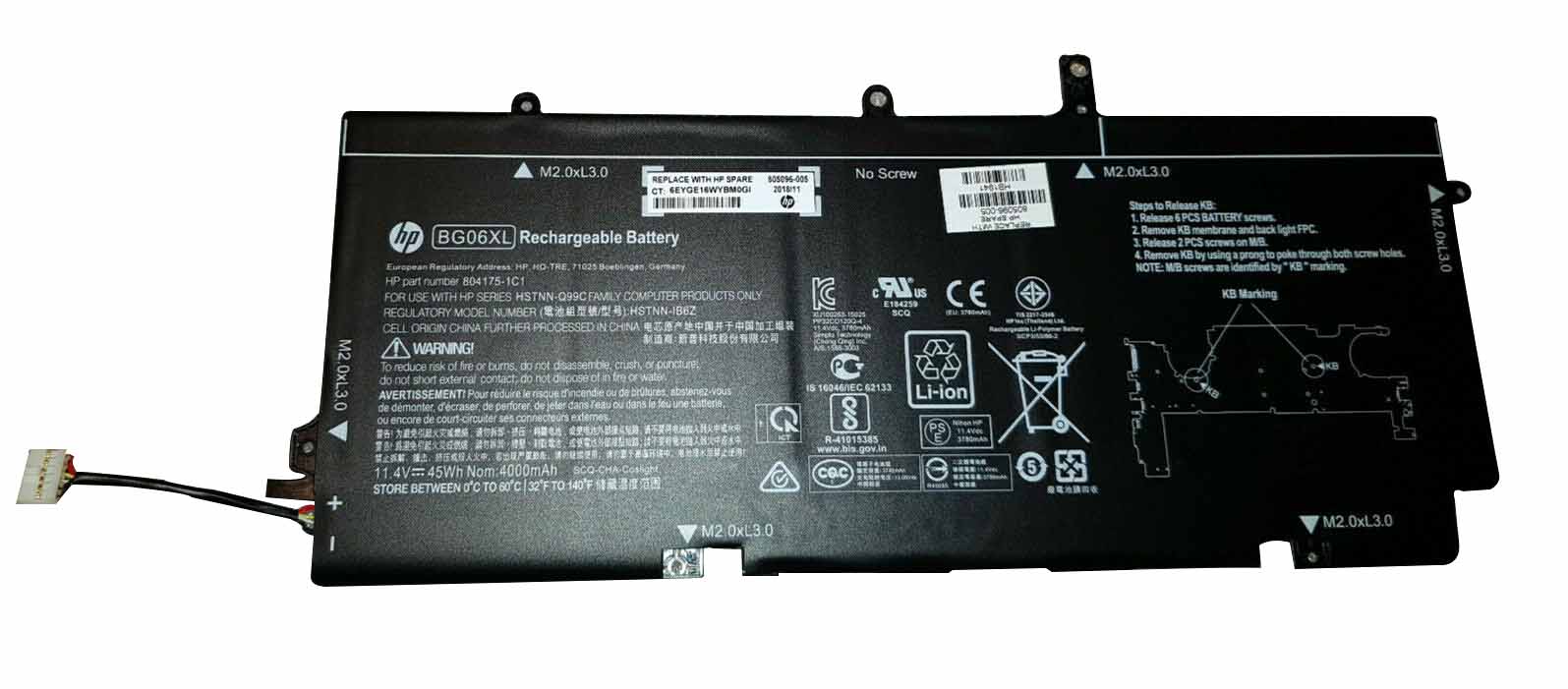 Original 3900mAh 45Wh Batterier HP 804175-181