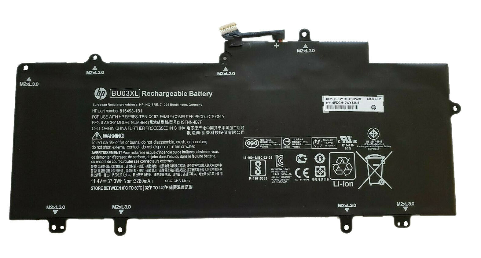 Original 3280mAh 37.3Wh Batterier HP 816498-1B1 816498-1C1