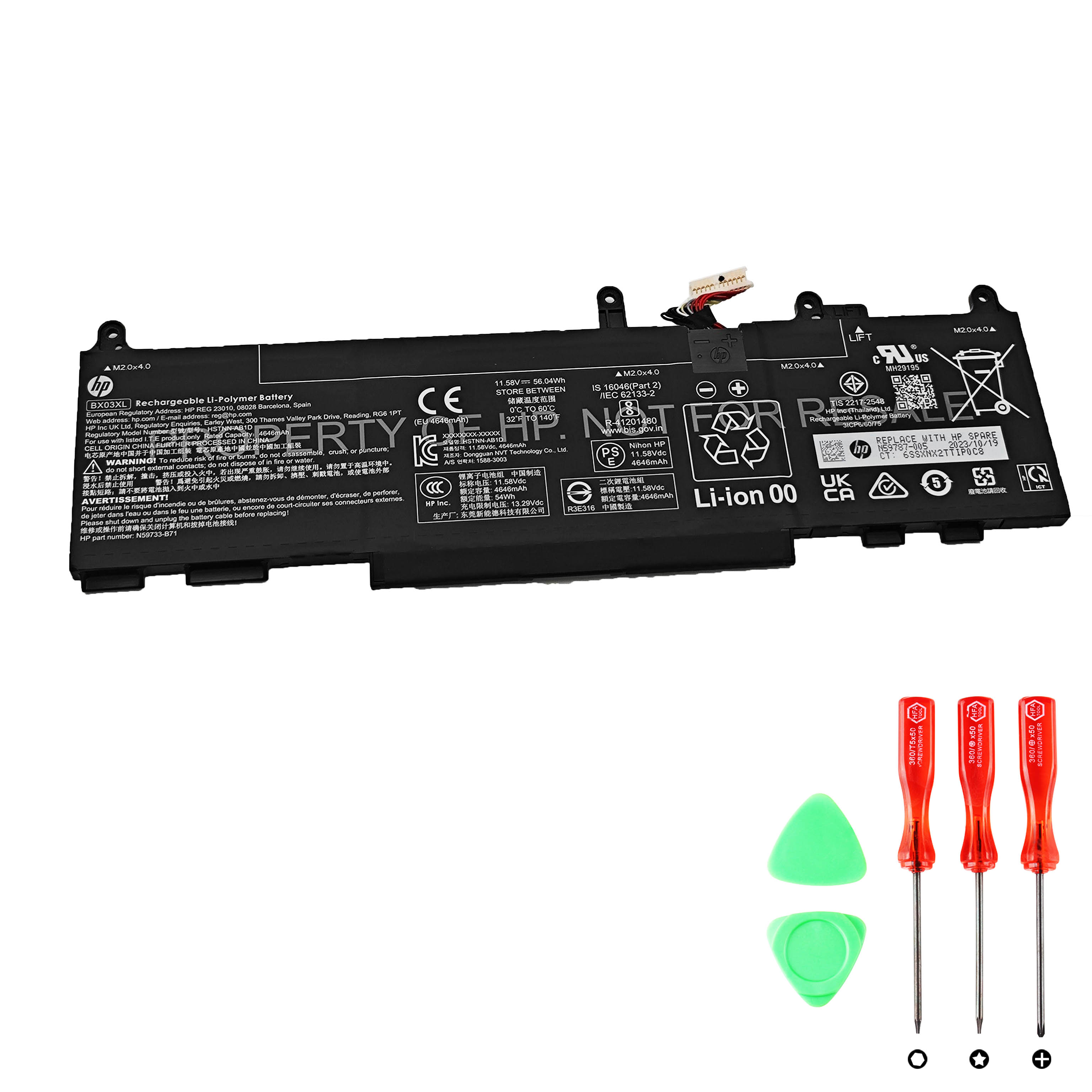 HP 3 Zellen 56.04Wh 4.646Ah BX03056XL-PL Batterier Original