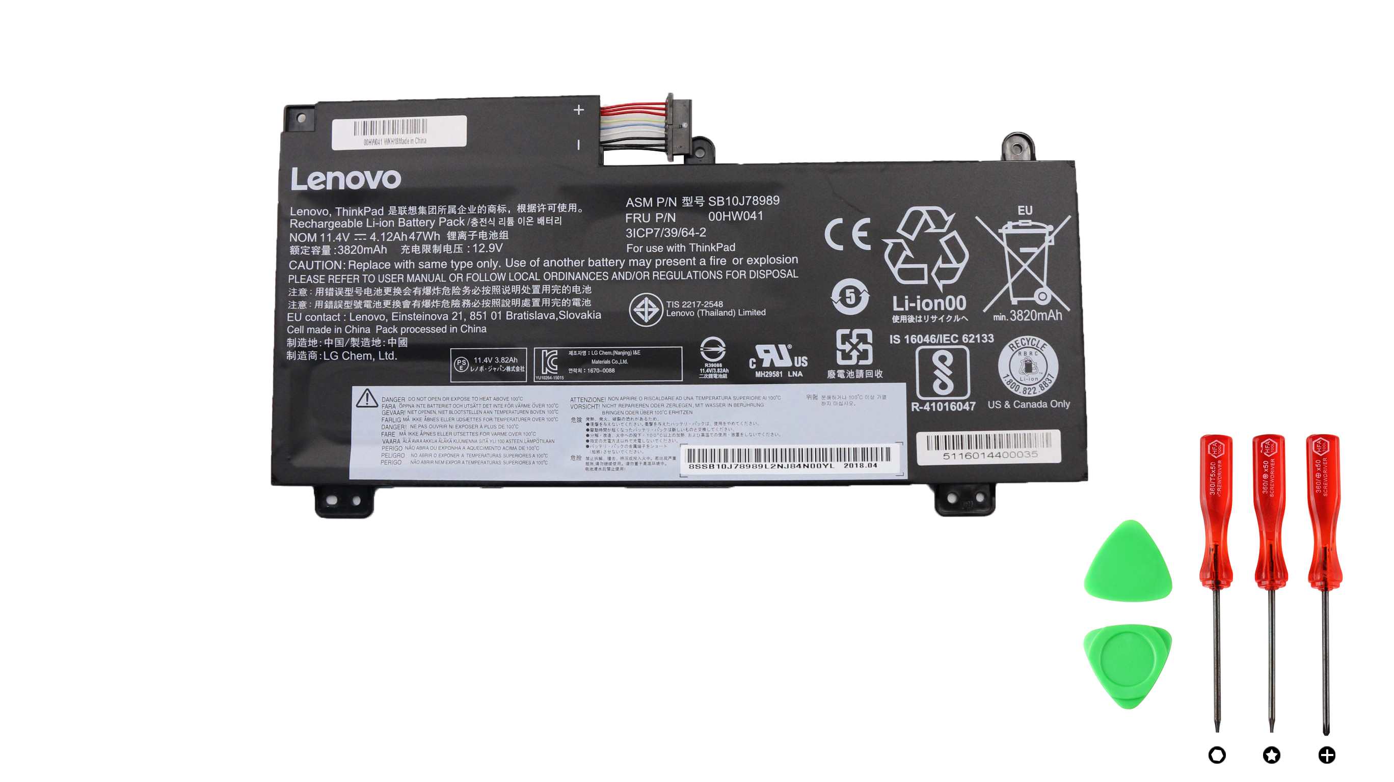 Lenovo 00HW041 00HW040 Batterier Original 3820Ah 47Wh