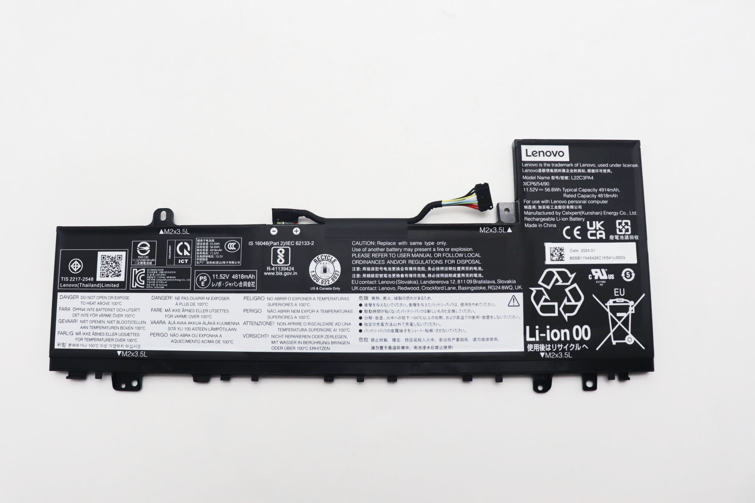 Lenovo IdeaPad Slim 5 16IAH8 83BG Batterier Original 4914mAh 56.6Wh