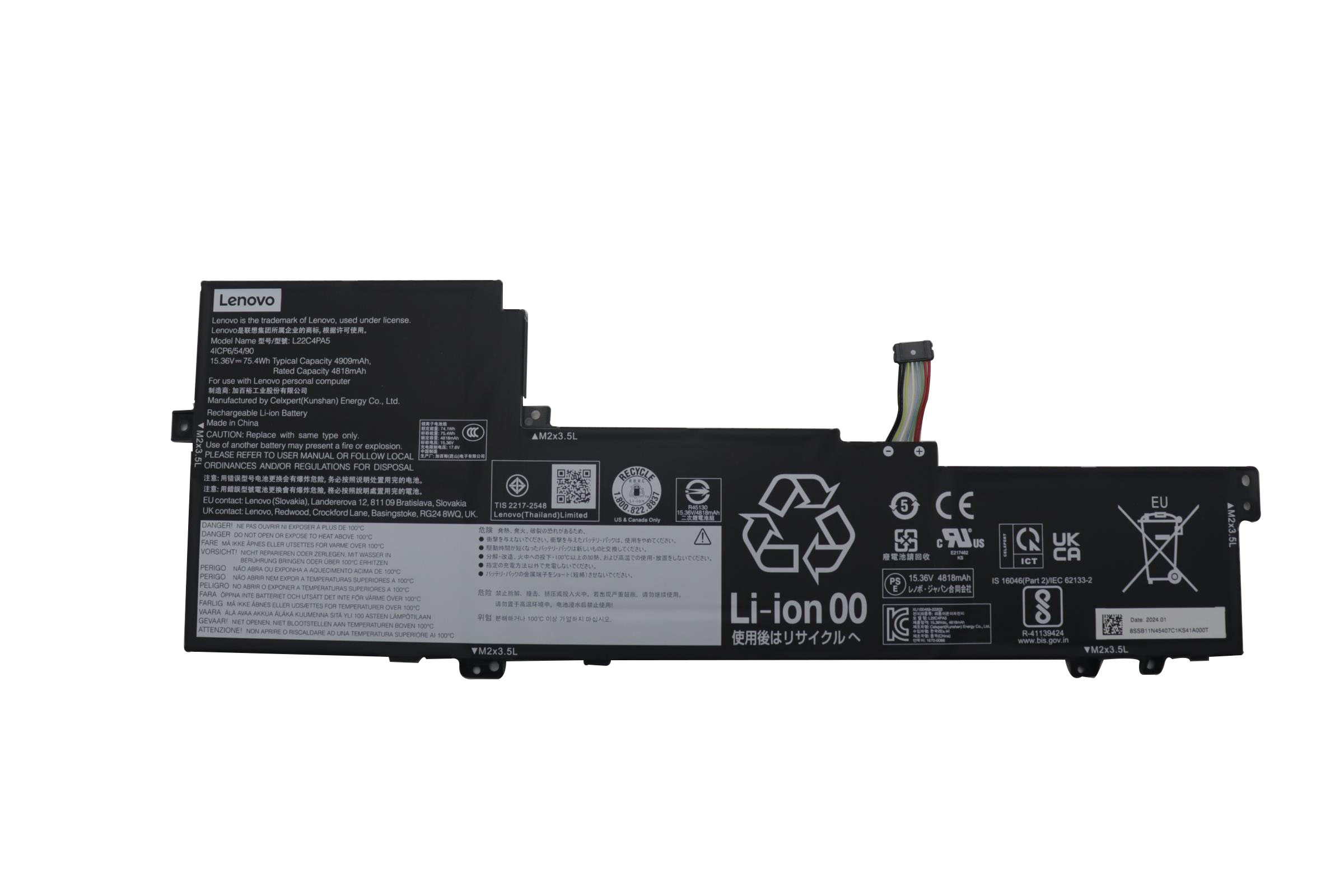 Lenovo IdeaPad Slim 5 16IAH8 83BG Batterier Original 75.4Wh 4909mAh