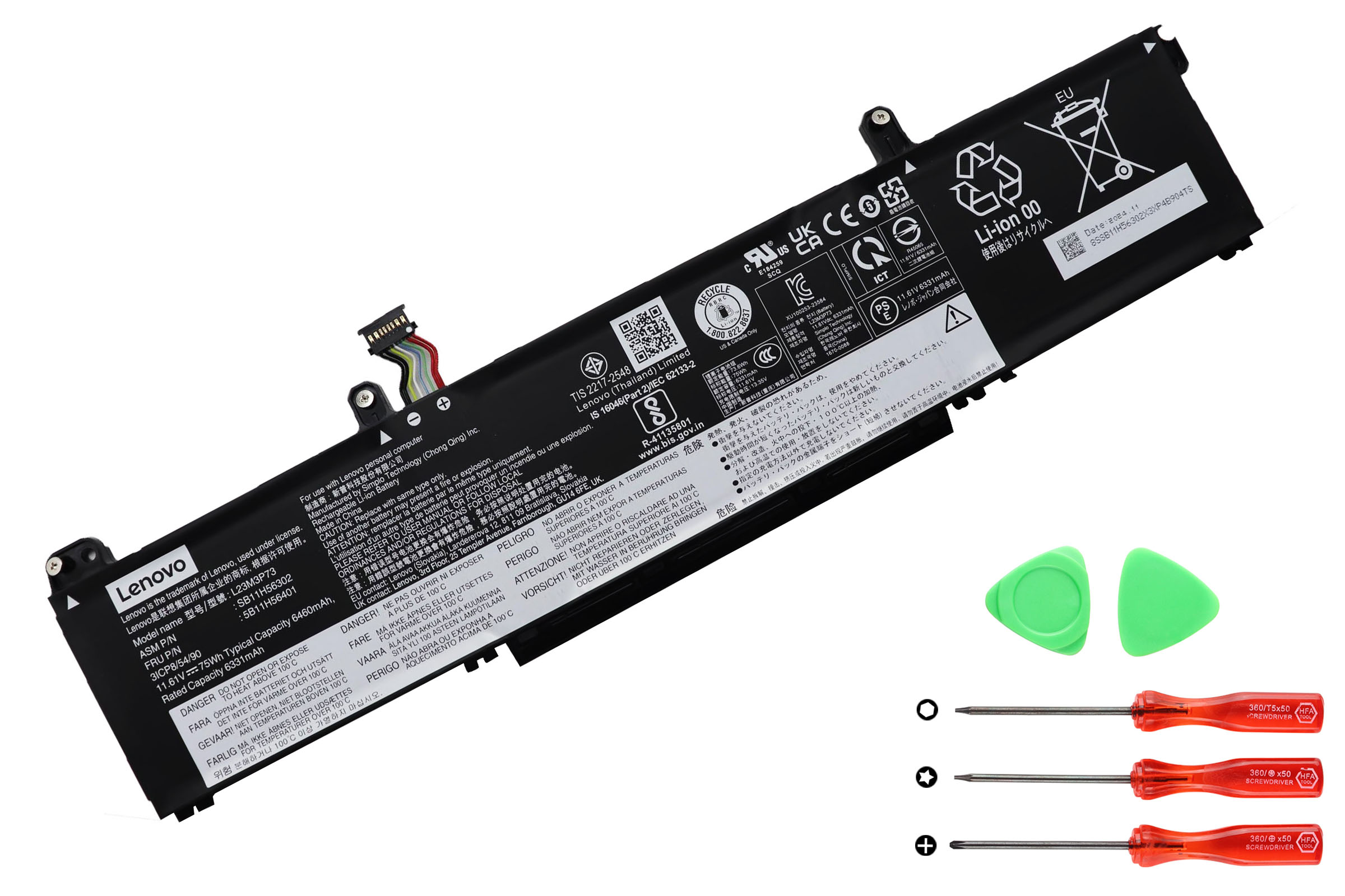 Lenovo 5B11H56402 SB11H56302 Batterier Original 6460mAh 75Wh