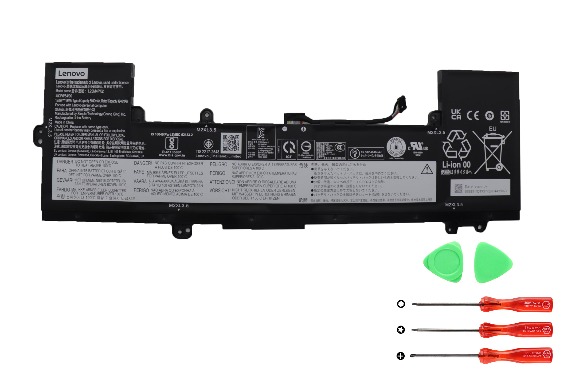 Lenovo 4ICP6/54/90 928QA619HB Batterier Original 4940mAh 76Wh