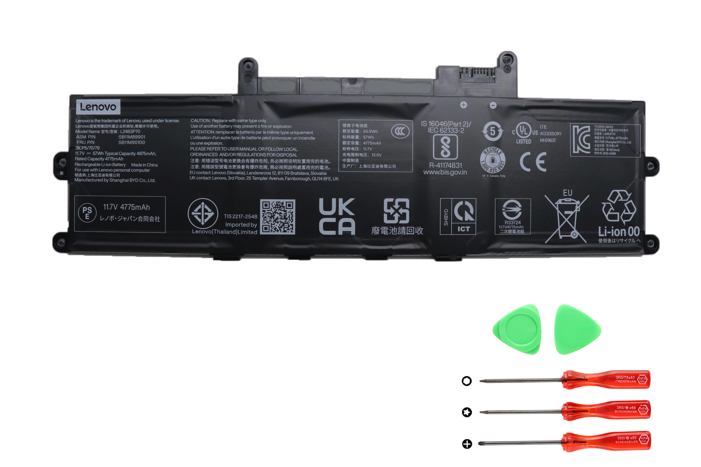 Lenovo 5B11M90097 5B11M90100 L24B3P70 Batterier Original 4875mAh 57Wh