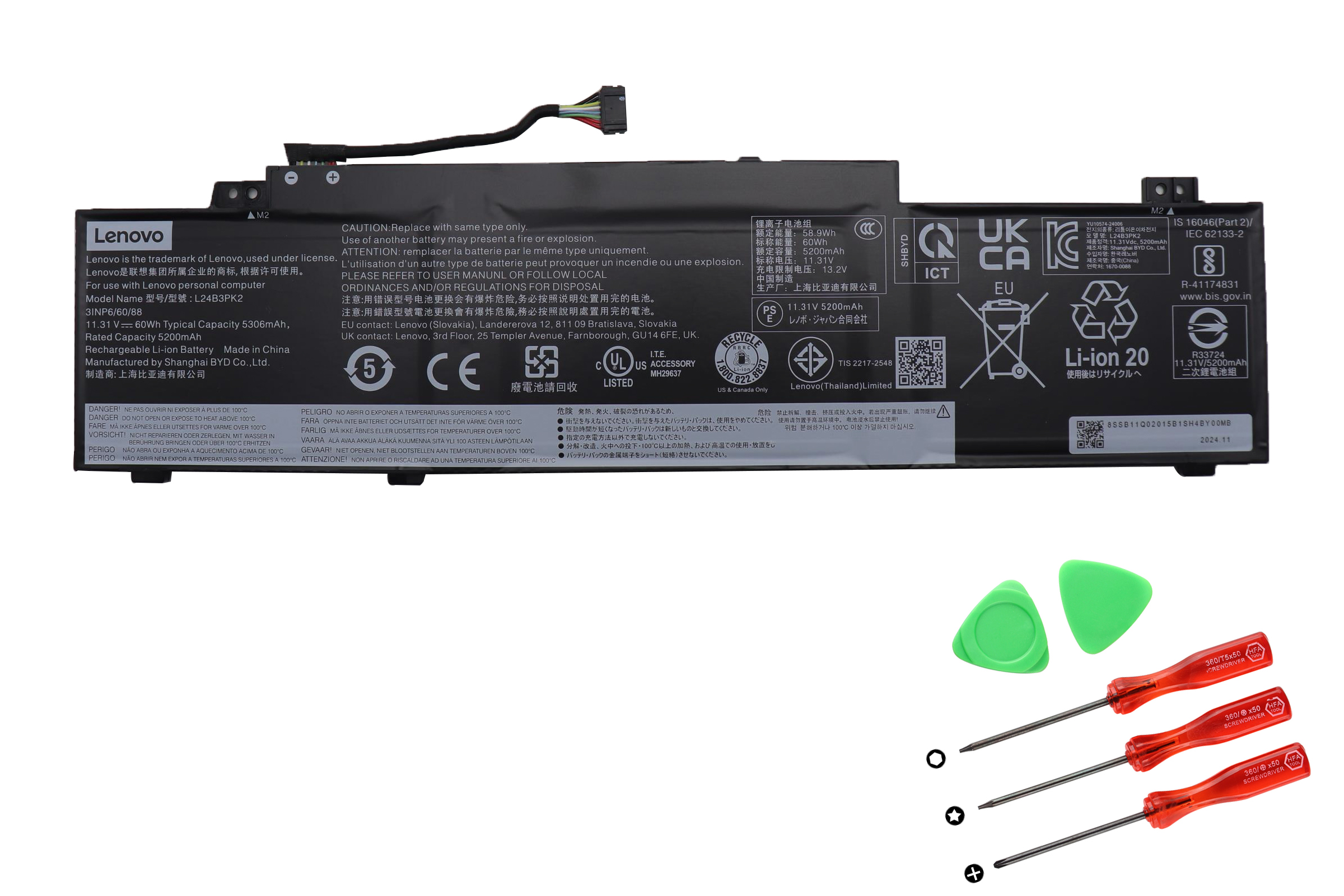 Lenovo 5B11Q02011 5B11Q02019 Batterier Original 5306mAh 60Wh