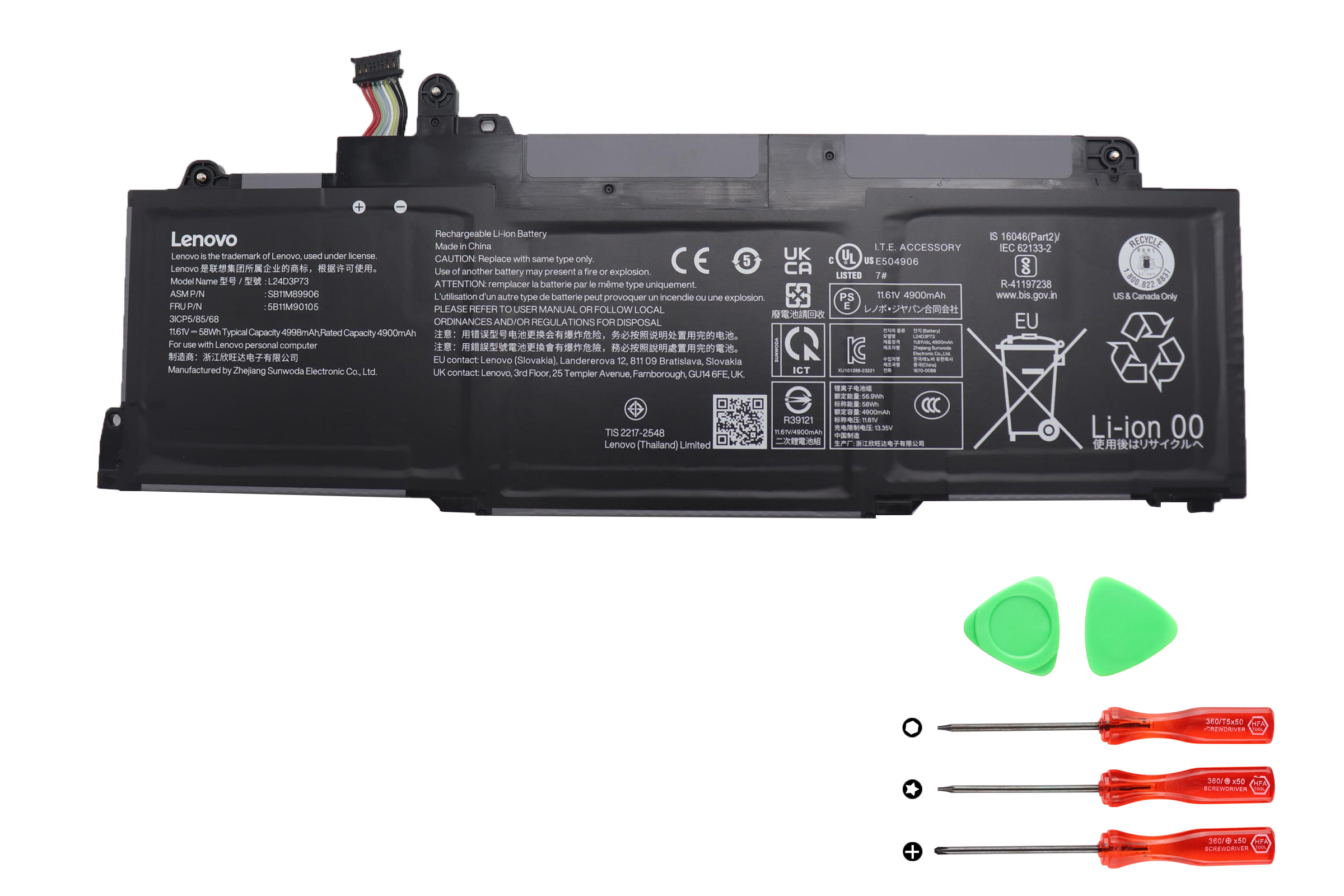 Lenovo 5B11M90106 5B11M90107 Batterier Original 4998mAh 58Wh