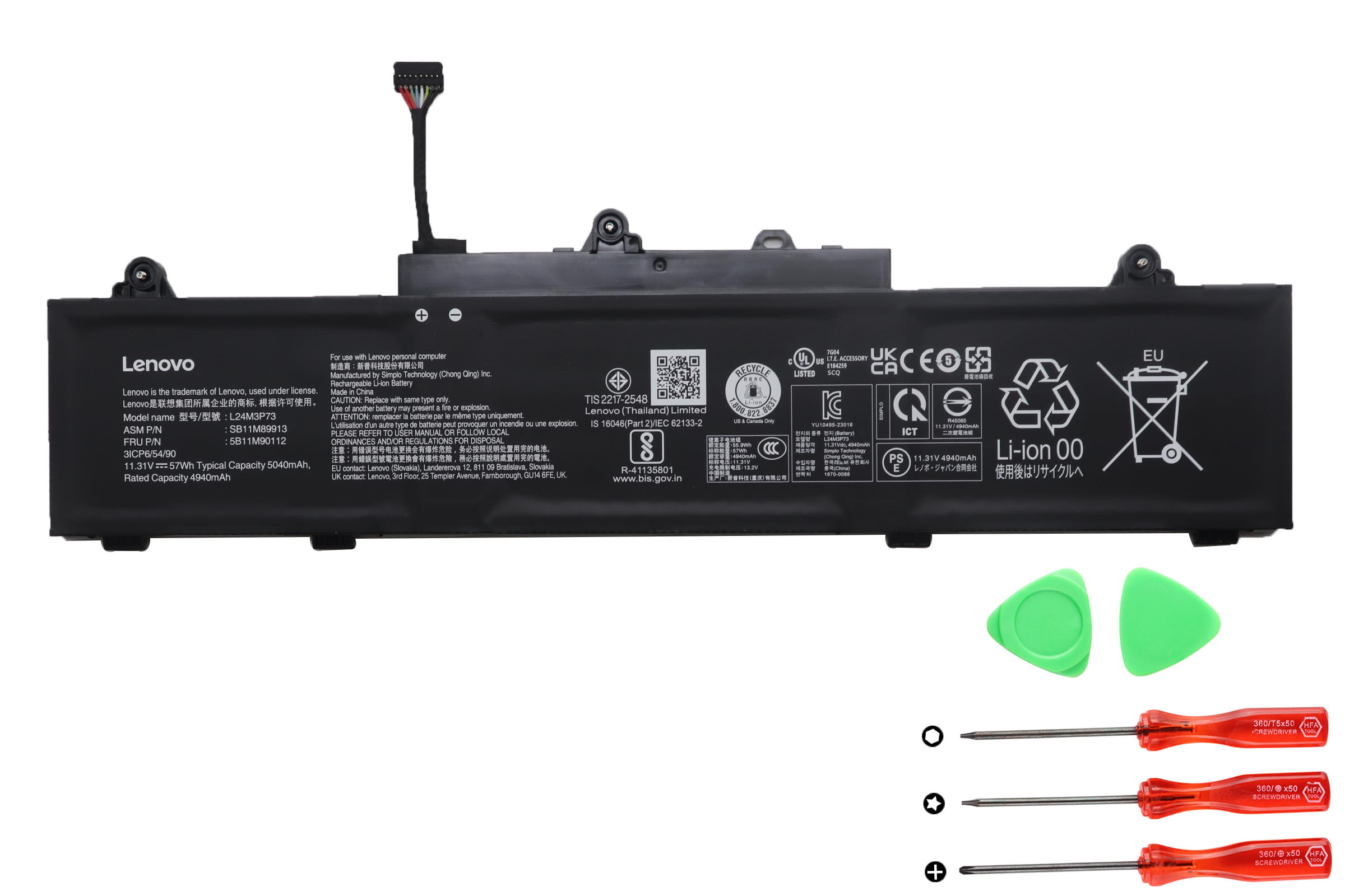 Lenovo 3ICP6/54/90 SB11M89915 Batterier Original 5040mAh 57Wh