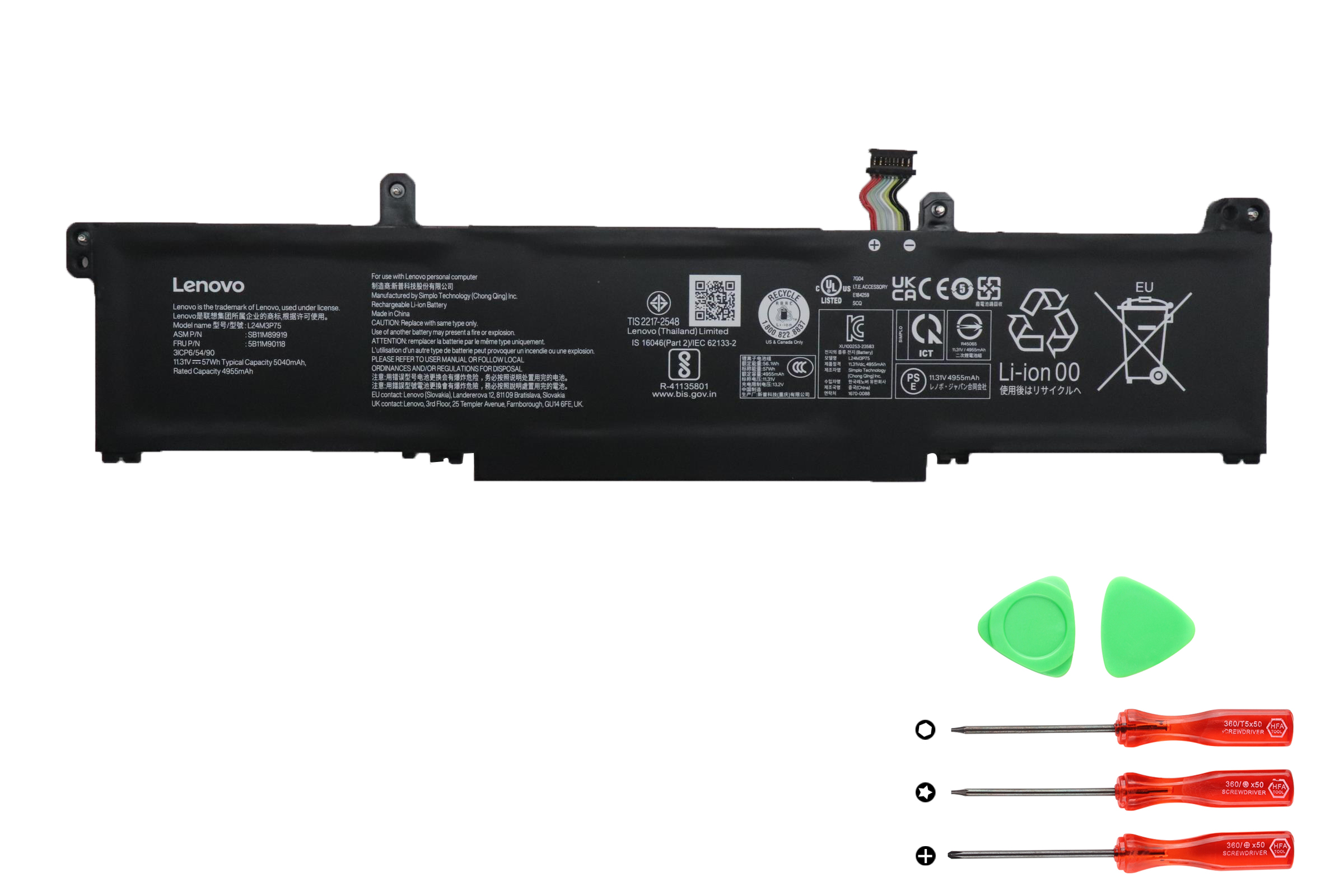Lenovo 5B11M90120 931QA387HB Batterier Original 5040mAh 57Wh