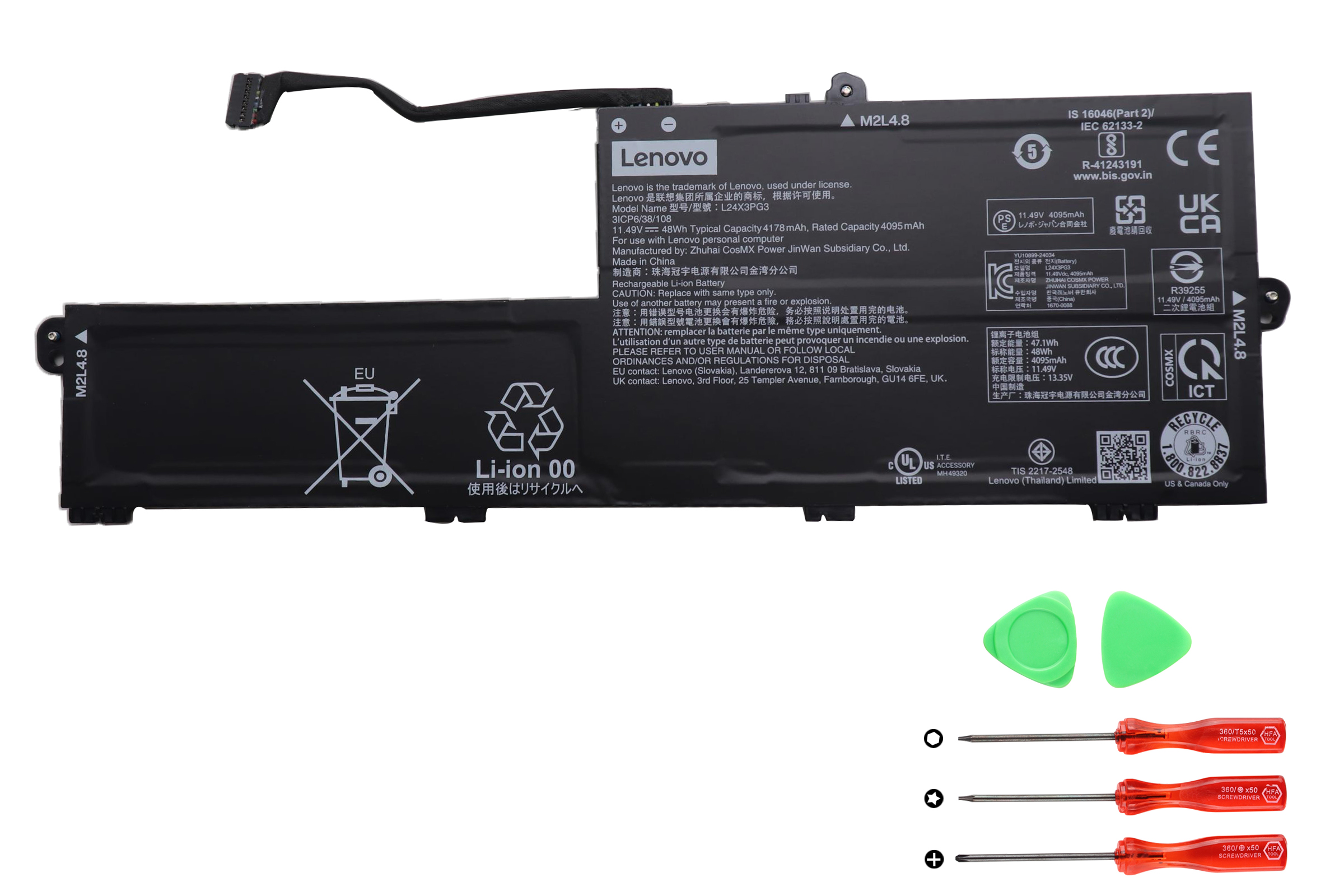 Lenovo L24X3PG3 5B11Q73050 3ICP6/38/108 Batterier Original 4178mAh 48Wh