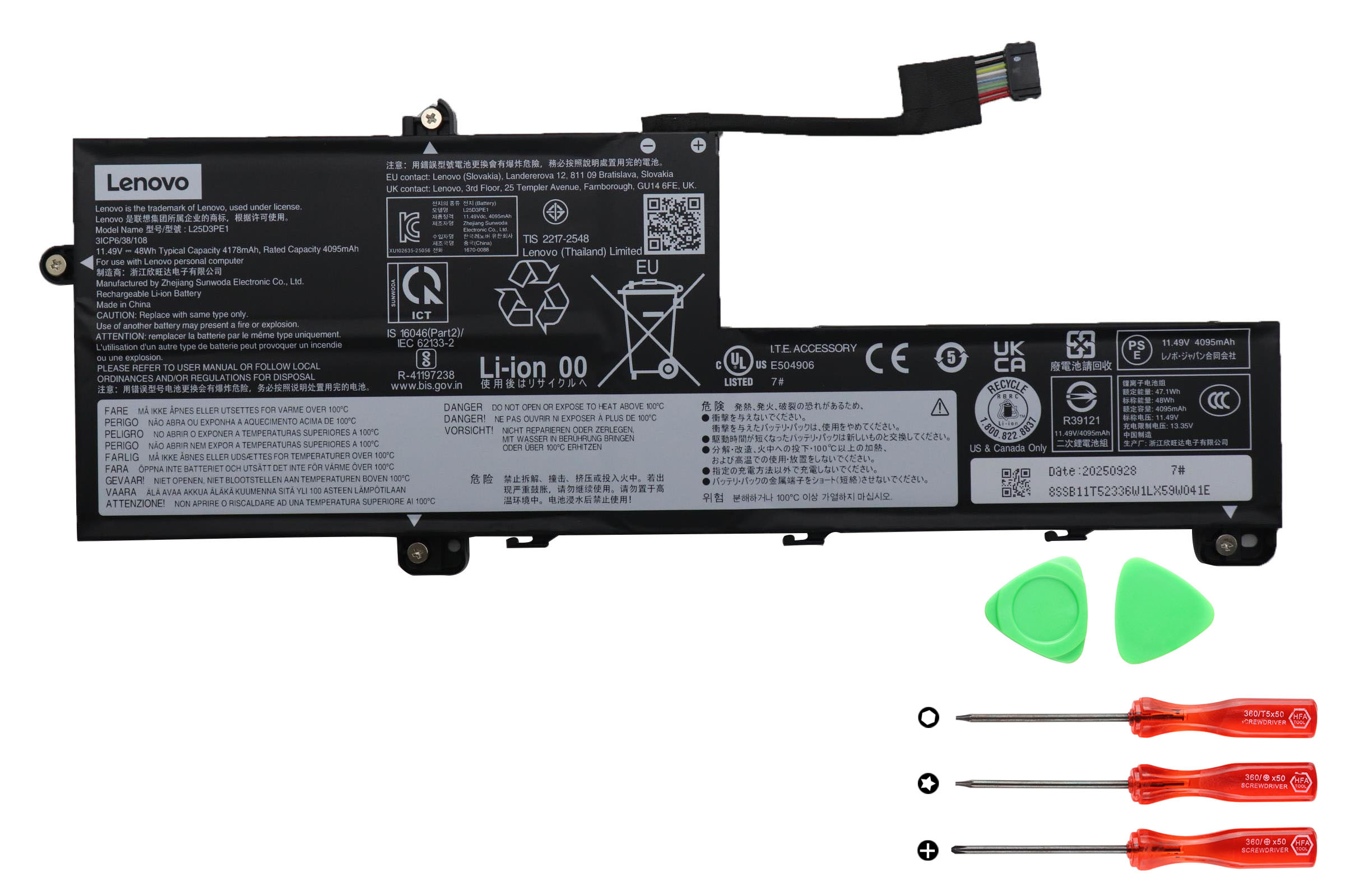 Lenovo L25D3PE1 5B11T52326 5B11T52334 Batterier Original 4178mAh 48Wh