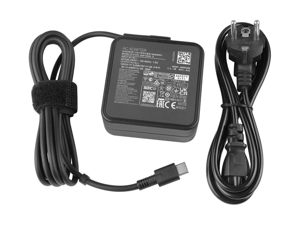 65W USB-C Laddare MSI Modern 13 F1MG AC Adapter + Kabel
