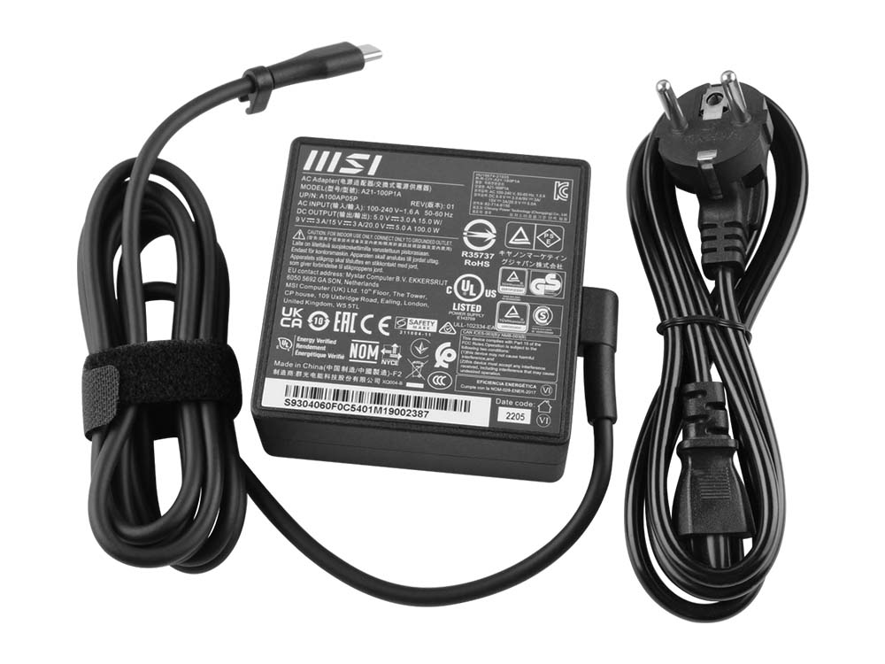MSI Prestige 14 A12UC MS-14C6 Laddare AC Adapter Original 100W USB-C + Kabel