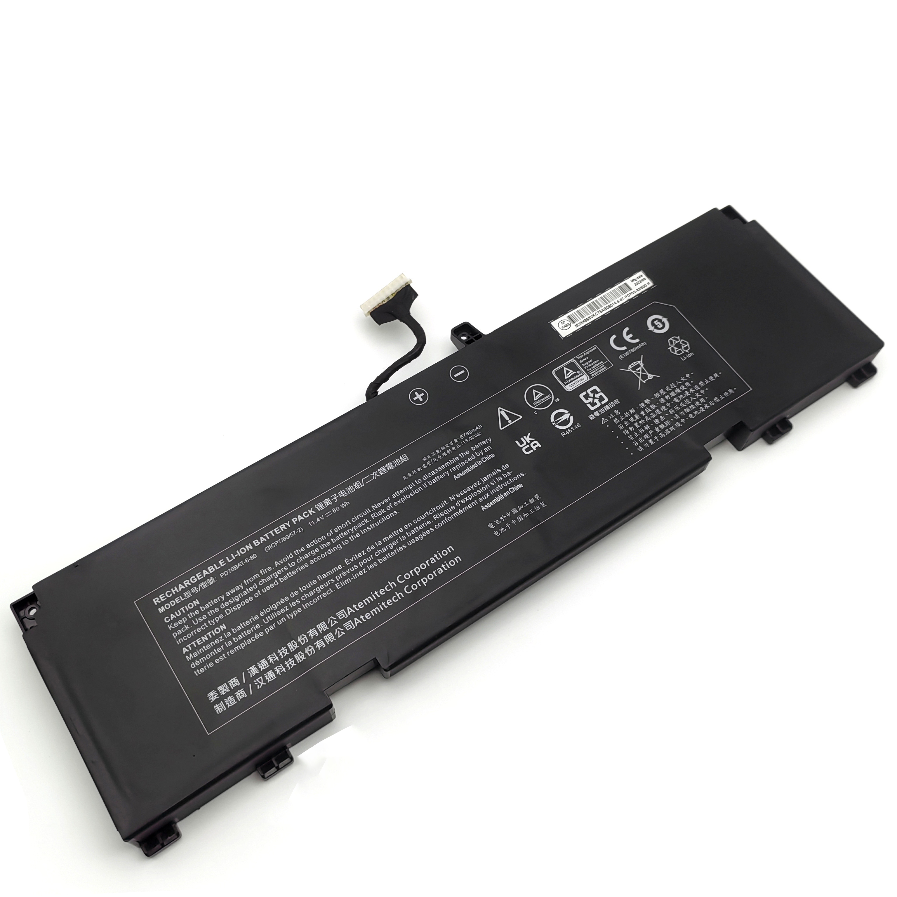 Original Batterier Clevo 6-87-PD70S-82B01 6780mAh 80Wh