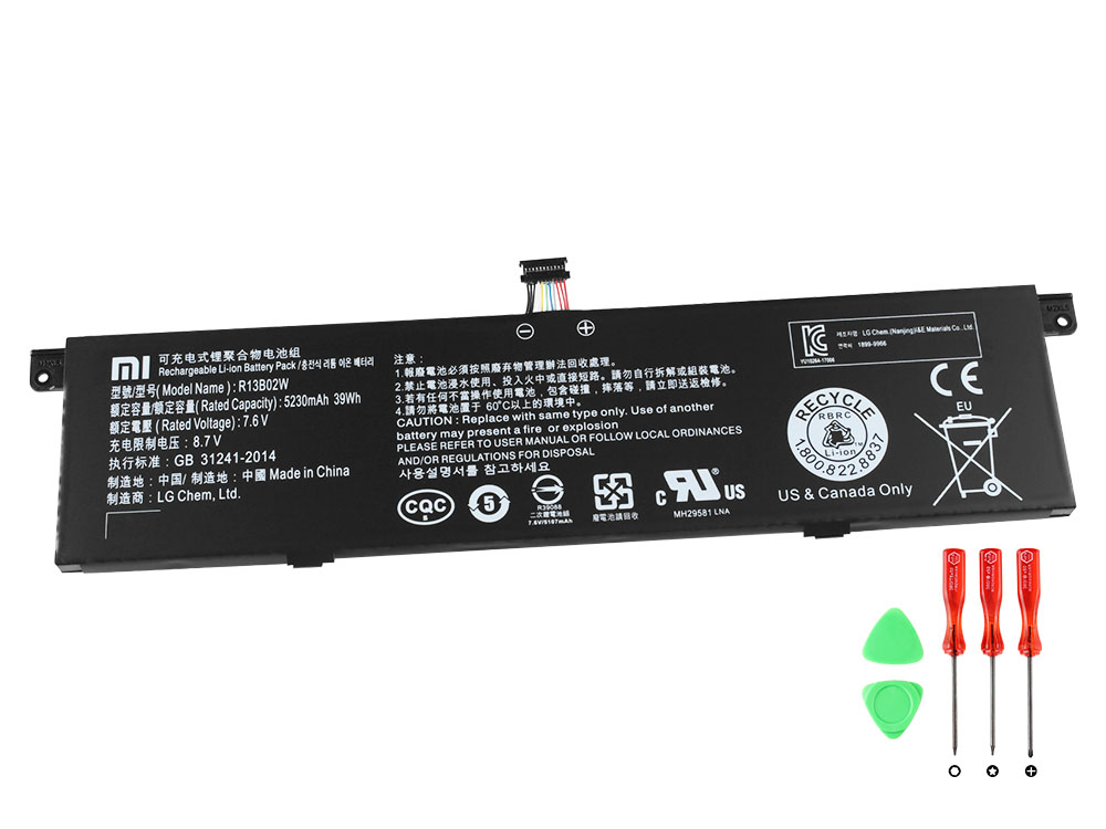 Batterier Xiaomi 161301-01 161301-07 5107mAh 39Wh